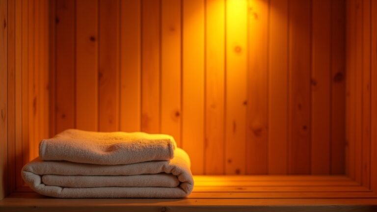 Infrared sauna blanket beside a full wooden infrared sauna cabin in a warm home wellness setting